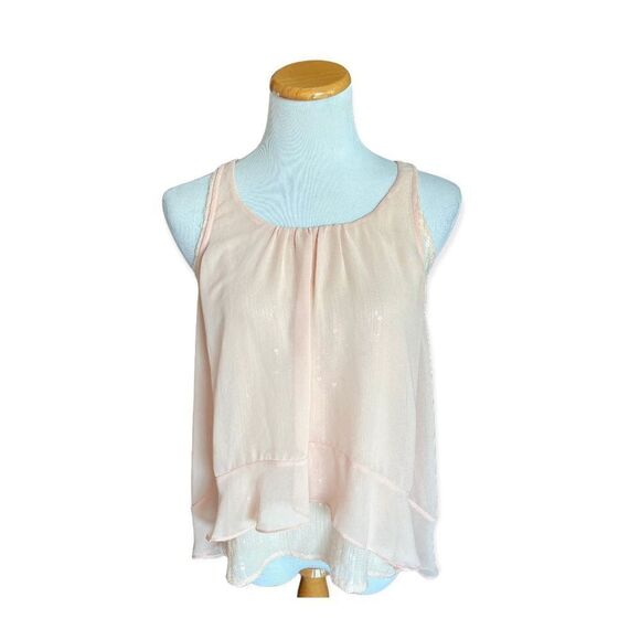 Womens Miss Me MM Couture Peaches & Cream Sequin Tank - Sz M - Picture 1 of 3